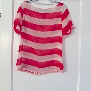 LIBERTY Love, Red/white strips Boat neck Top, M